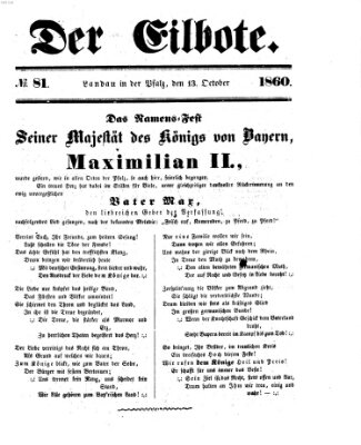 Der Eilbote Samstag 13. Oktober 1860