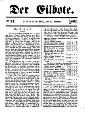 Der Eilbote Donnerstag 20. Februar 1862