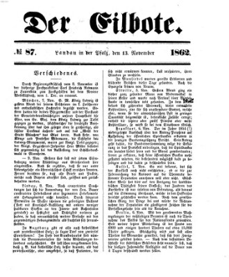 Der Eilbote Donnerstag 13. November 1862