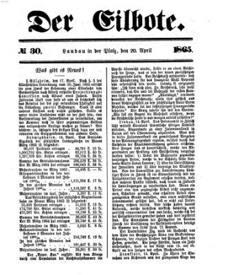 Der Eilbote Donnerstag 20. April 1865