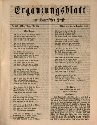 Die Bayerische Presse. Ergänzungsblatt zur Bayerischen Presse (Die Bayerische Presse) Mittwoch 5. Dezember 1849