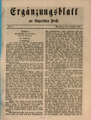 Die Bayerische Presse. Ergänzungsblatt zur Bayerischen Presse (Die Bayerische Presse) Mittwoch 2. Januar 1850