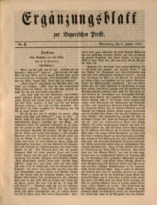 Die Bayerische Presse. Ergänzungsblatt zur Bayerischen Presse (Die Bayerische Presse) Mittwoch 9. Januar 1850