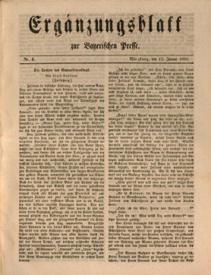 Die Bayerische Presse. Ergänzungsblatt zur Bayerischen Presse (Die Bayerische Presse) Samstag 12. Januar 1850