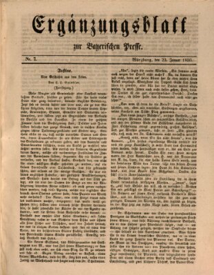 Die Bayerische Presse. Ergänzungsblatt zur Bayerischen Presse (Die Bayerische Presse) Mittwoch 23. Januar 1850