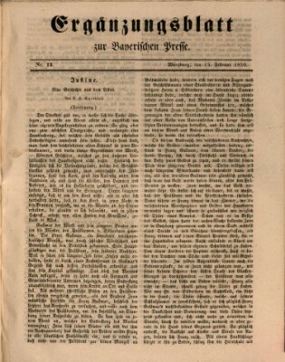 Die Bayerische Presse. Ergänzungsblatt zur Bayerischen Presse (Die Bayerische Presse) Freitag 15. Februar 1850