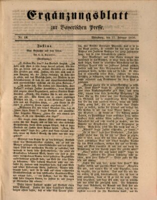 Die Bayerische Presse. Ergänzungsblatt zur Bayerischen Presse (Die Bayerische Presse) Mittwoch 27. Februar 1850