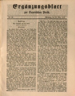 Die Bayerische Presse. Ergänzungsblatt zur Bayerischen Presse (Die Bayerische Presse) Mittwoch 27. März 1850