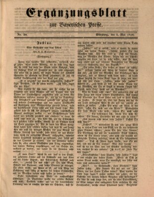 Die Bayerische Presse. Ergänzungsblatt zur Bayerischen Presse (Die Bayerische Presse) Mittwoch 1. Mai 1850