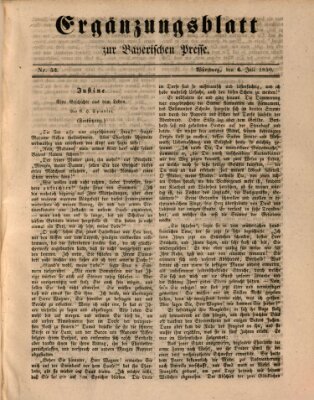 Die Bayerische Presse. Ergänzungsblatt zur Bayerischen Presse (Die Bayerische Presse) Samstag 6. Juli 1850