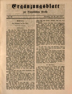 Die Bayerische Presse. Ergänzungsblatt zur Bayerischen Presse (Die Bayerische Presse) Donnerstag 18. Juli 1850