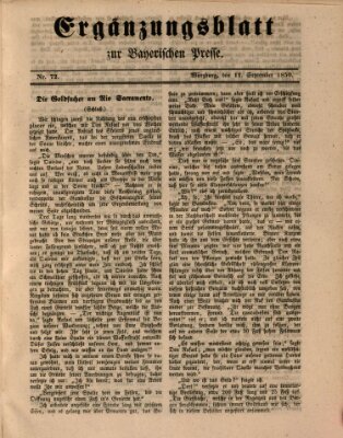 Die Bayerische Presse. Ergänzungsblatt zur Bayerischen Presse (Die Bayerische Presse) Mittwoch 11. September 1850