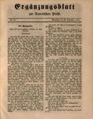 Die Bayerische Presse. Ergänzungsblatt zur Bayerischen Presse (Die Bayerische Presse) Samstag 28. September 1850