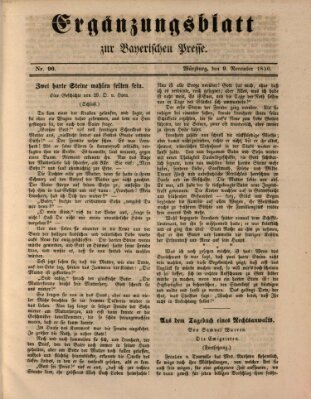 Die Bayerische Presse. Ergänzungsblatt zur Bayerischen Presse (Die Bayerische Presse) Samstag 9. November 1850