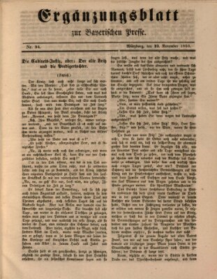 Die Bayerische Presse. Ergänzungsblatt zur Bayerischen Presse (Die Bayerische Presse) Samstag 23. November 1850