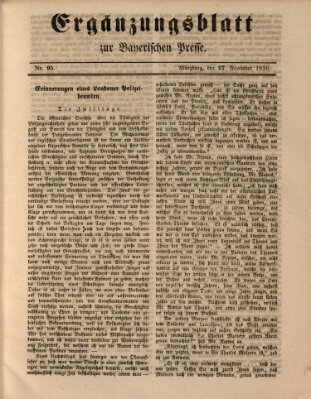 Die Bayerische Presse. Ergänzungsblatt zur Bayerischen Presse (Die Bayerische Presse) Mittwoch 27. November 1850