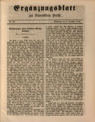 Die Bayerische Presse. Ergänzungsblatt zur Bayerischen Presse (Die Bayerische Presse) Mittwoch 4. Dezember 1850