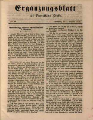 Die Bayerische Presse. Ergänzungsblatt zur Bayerischen Presse (Die Bayerische Presse) Samstag 7. Dezember 1850