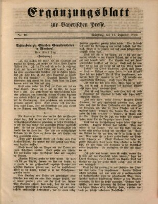 Die Bayerische Presse. Ergänzungsblatt zur Bayerischen Presse (Die Bayerische Presse) Mittwoch 11. Dezember 1850