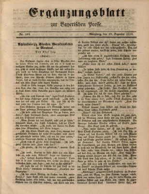 Die Bayerische Presse. Ergänzungsblatt zur Bayerischen Presse (Die Bayerische Presse) Mittwoch 18. Dezember 1850