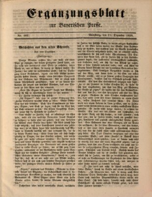 Die Bayerische Presse. Ergänzungsblatt zur Bayerischen Presse (Die Bayerische Presse) Samstag 21. Dezember 1850