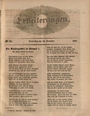 Erheiterungen (Aschaffenburger Zeitung) Donnerstag 13. November 1845