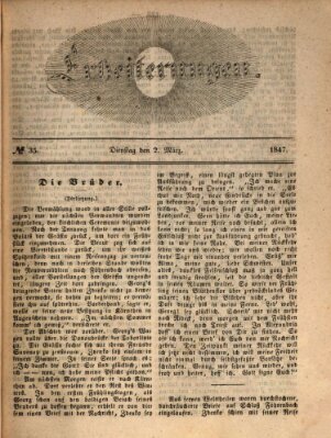 Erheiterungen (Aschaffenburger Zeitung) Dienstag 2. März 1847