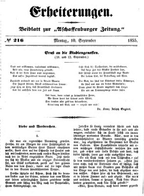 Erheiterungen (Aschaffenburger Zeitung) Montag 10. September 1855