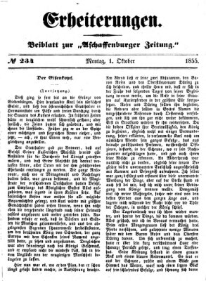 Erheiterungen (Aschaffenburger Zeitung) Montag 1. Oktober 1855