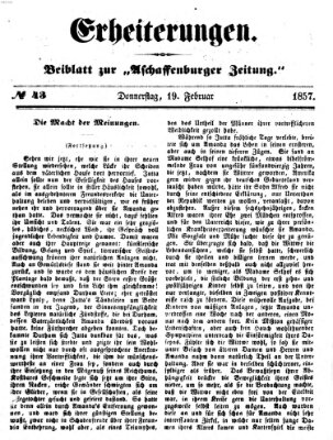 Erheiterungen (Aschaffenburger Zeitung) Donnerstag 19. Februar 1857