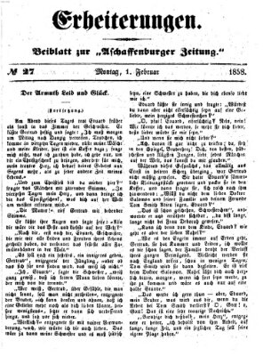 Erheiterungen (Aschaffenburger Zeitung) Montag 1. Februar 1858