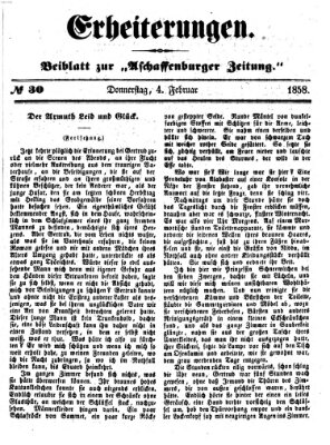 Erheiterungen (Aschaffenburger Zeitung) Donnerstag 4. Februar 1858