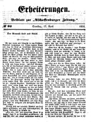 Erheiterungen (Aschaffenburger Zeitung) Samstag 17. April 1858