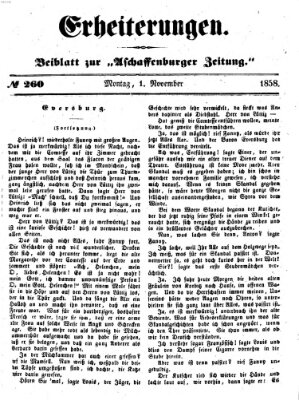 Erheiterungen (Aschaffenburger Zeitung) Montag 1. November 1858