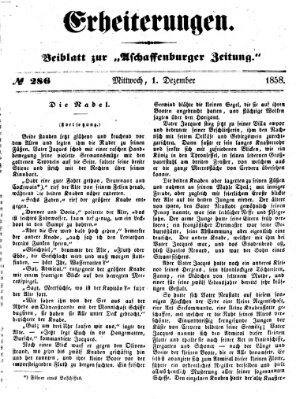 Erheiterungen (Aschaffenburger Zeitung) Mittwoch 1. Dezember 1858