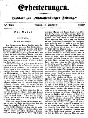 Erheiterungen (Aschaffenburger Zeitung) Freitag 3. Dezember 1858