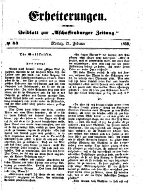 Erheiterungen (Aschaffenburger Zeitung) Montag 21. Februar 1859