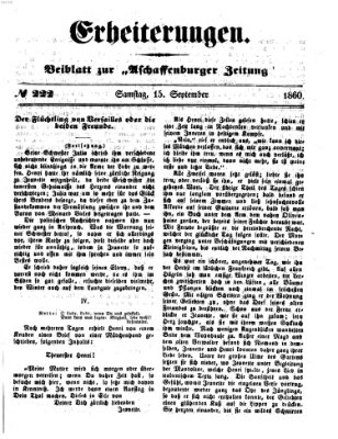 Erheiterungen (Aschaffenburger Zeitung) Samstag 15. September 1860