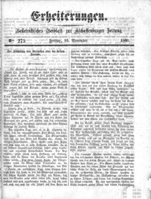 Erheiterungen (Aschaffenburger Zeitung) Freitag 16. November 1860