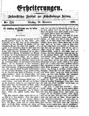 Erheiterungen (Aschaffenburger Zeitung) Dienstag 20. November 1860