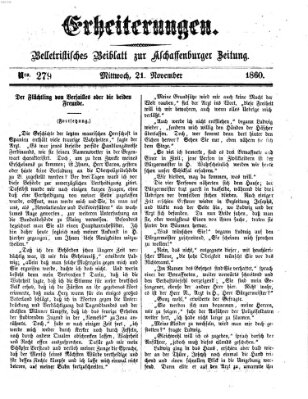 Erheiterungen (Aschaffenburger Zeitung) Mittwoch 21. November 1860