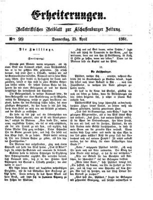 Erheiterungen (Aschaffenburger Zeitung) Donnerstag 25. April 1861