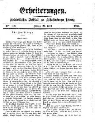 Erheiterungen (Aschaffenburger Zeitung) Freitag 26. April 1861