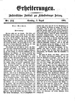 Erheiterungen (Aschaffenburger Zeitung) Samstag 3. August 1861