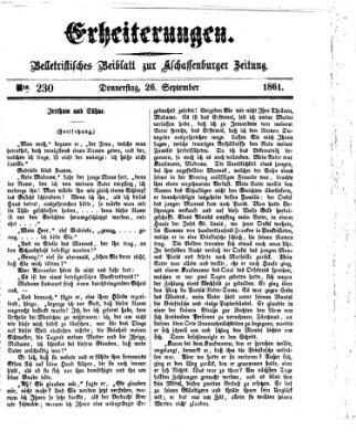 Erheiterungen (Aschaffenburger Zeitung) Donnerstag 26. September 1861