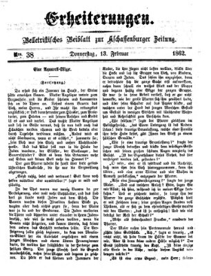 Erheiterungen (Aschaffenburger Zeitung) Donnerstag 13. Februar 1862