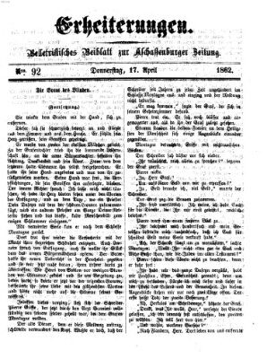 Erheiterungen (Aschaffenburger Zeitung) Donnerstag 17. April 1862