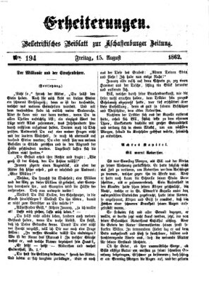 Erheiterungen (Aschaffenburger Zeitung) Freitag 15. August 1862