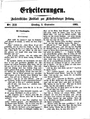 Erheiterungen (Aschaffenburger Zeitung) Dienstag 2. September 1862