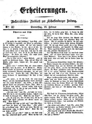 Erheiterungen (Aschaffenburger Zeitung) Donnerstag 16. Februar 1865